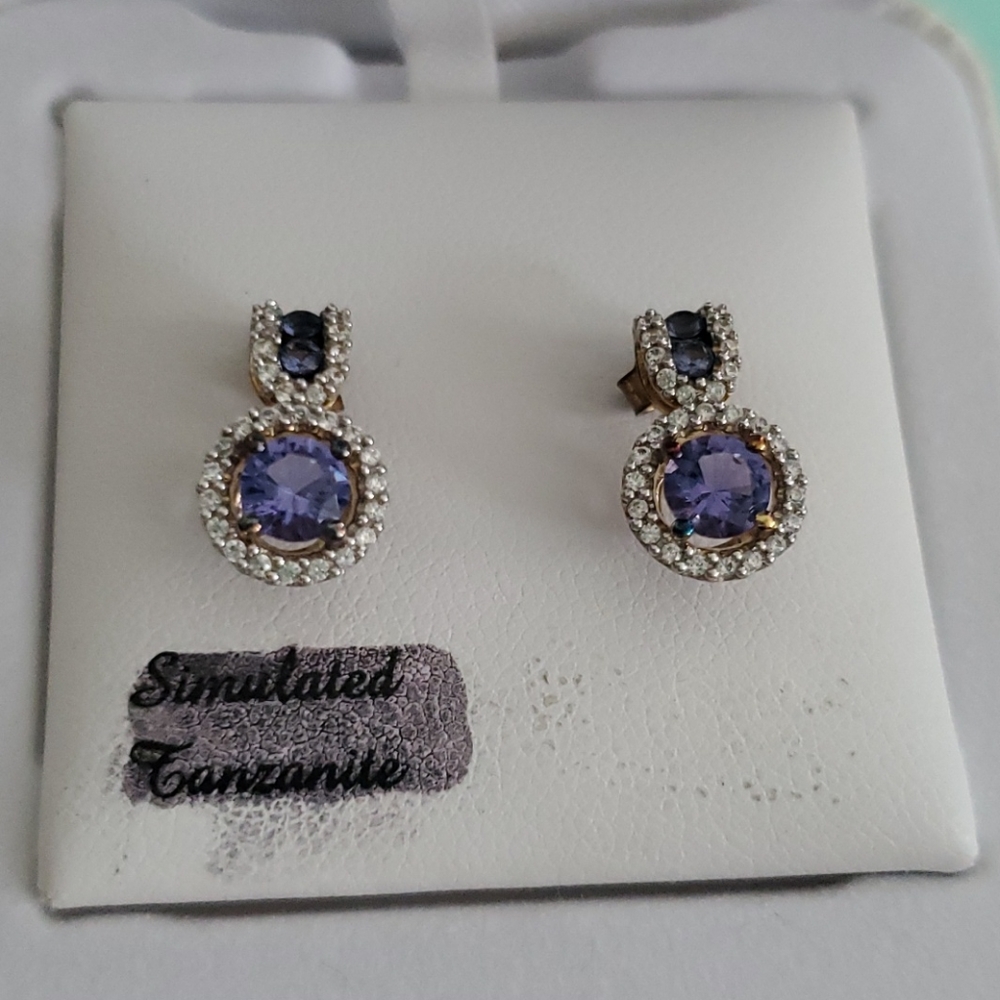 Simulated Tanzanite Amethyst Earrings